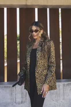 Blazer acetinado verde animal print