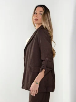 Blazer de alfaiataria com manga ajustável