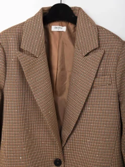 Blazer xadrez bege com brilho