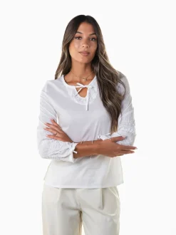 Blusa manga comprida com renda