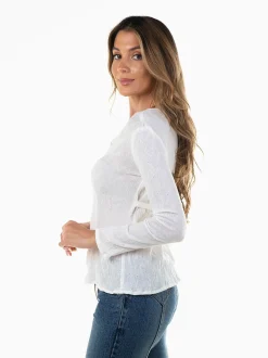 Blusa texturizada manga comprida