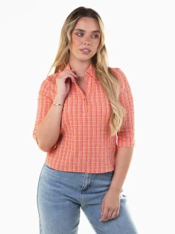 Blusa xadrez manga 3/4