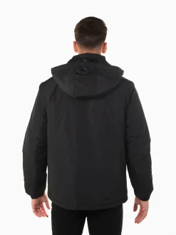 Blusão acolchoado preto com capuz