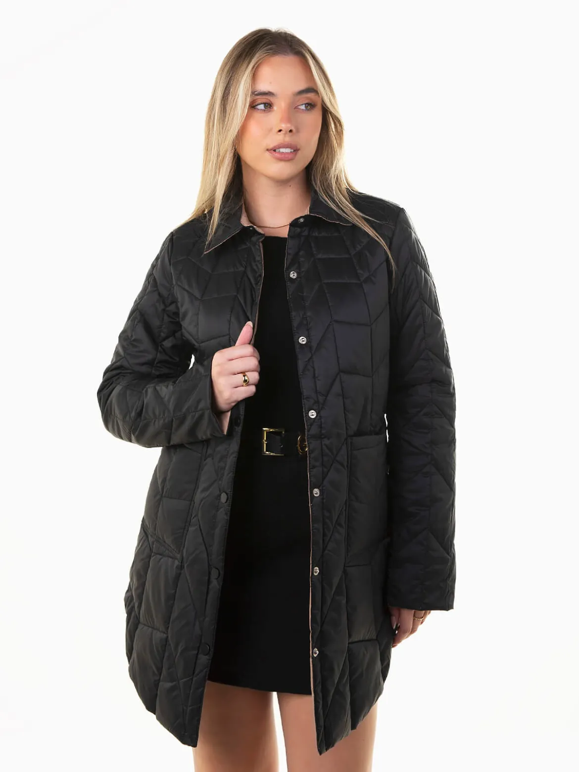 Blusão acolchoado reversível preto