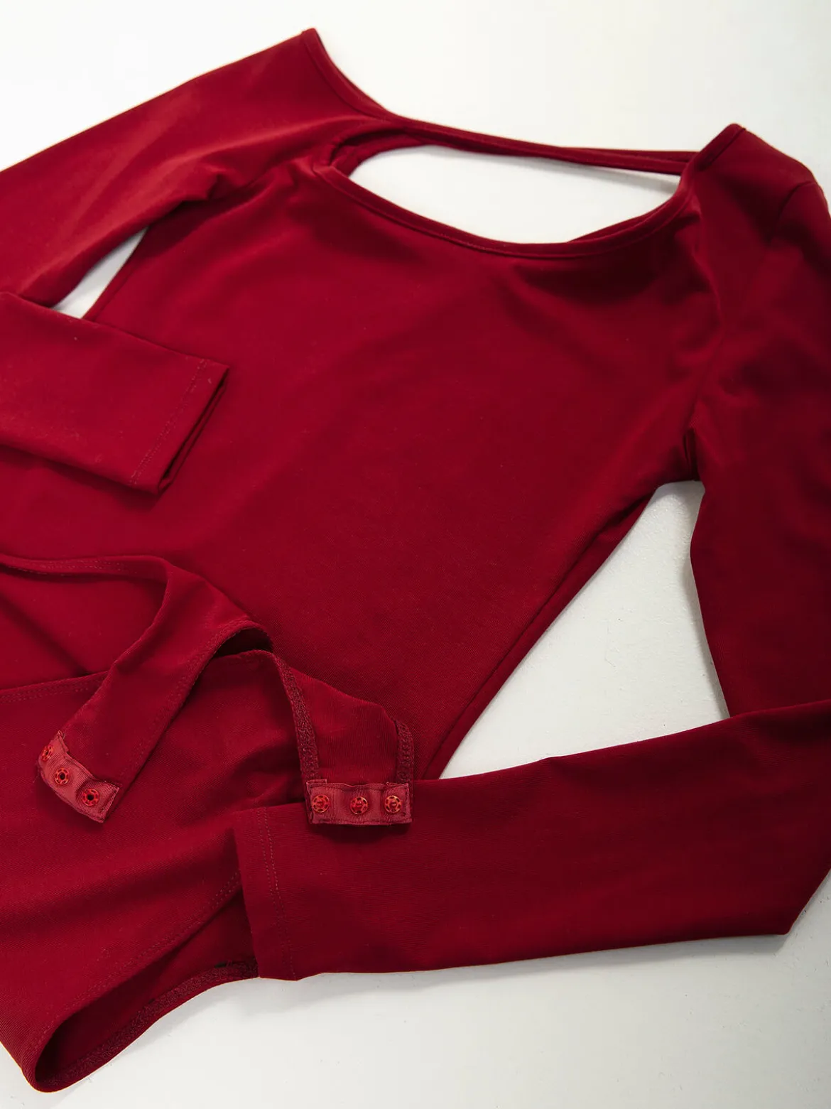 Body bordeaux algodão manga comprida