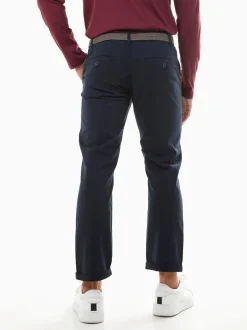 Calças chino azul marinho com cinto