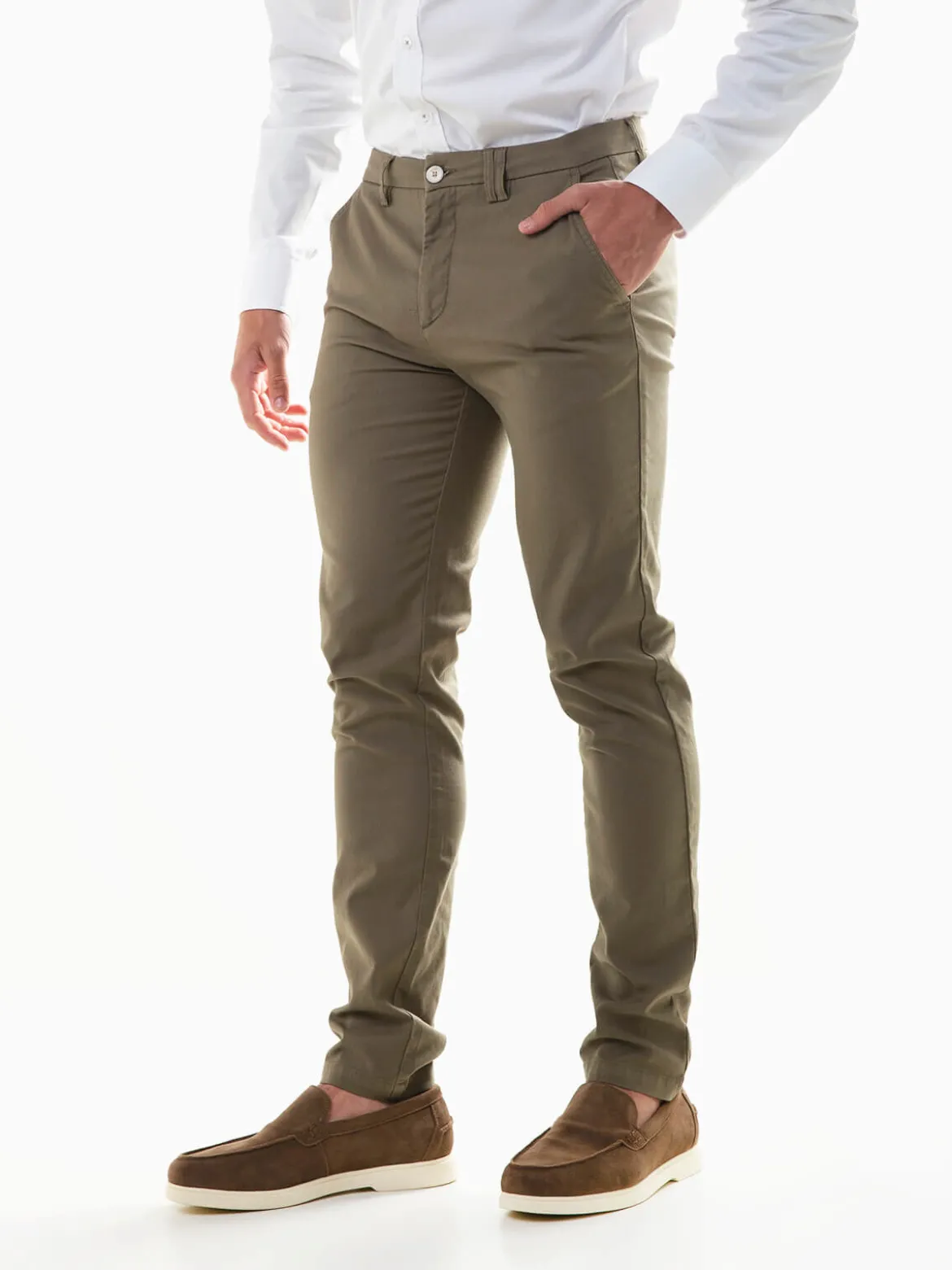 Calças clássicas slim fit texturizadas