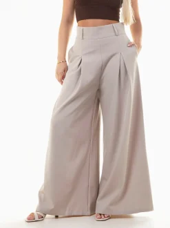 Calças elegantes wide leg com pinças