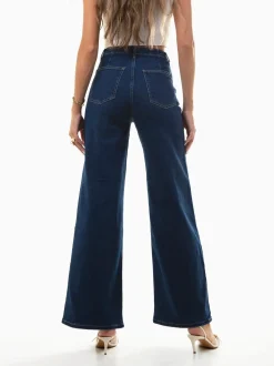 Calças ganga wide leg azul escuro