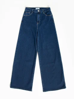 Calças ganga wide leg azul escuro