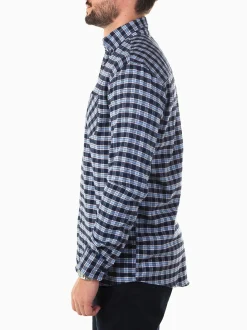 Camisa flanela azul marinho com xadrez