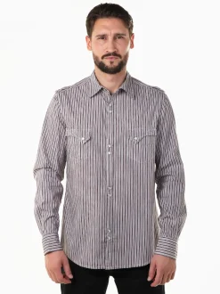 Camisa manga comprida às riscas