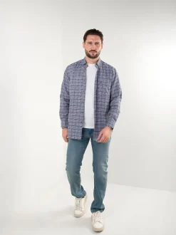 Camisa xadrez azul com bordado