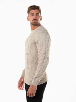 Camisola de malha trançada