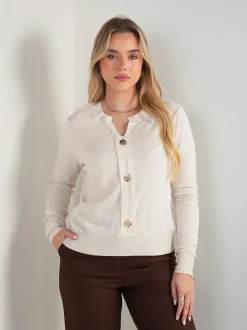 Camisola malha botões decorativos