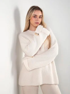 Camisola malha canelada com detalhe corações