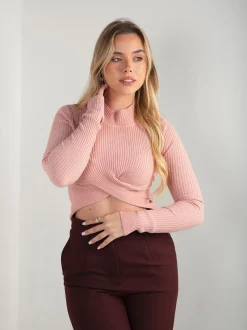 Camisola malha canelada com torcido