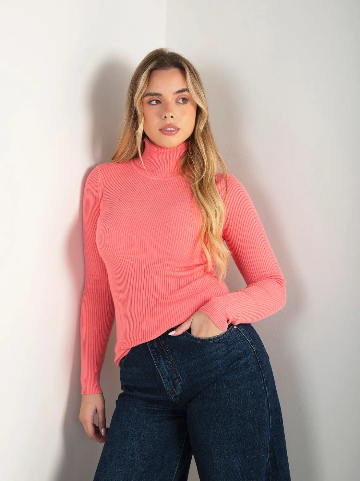 Camisola malha canelada mistura viscose