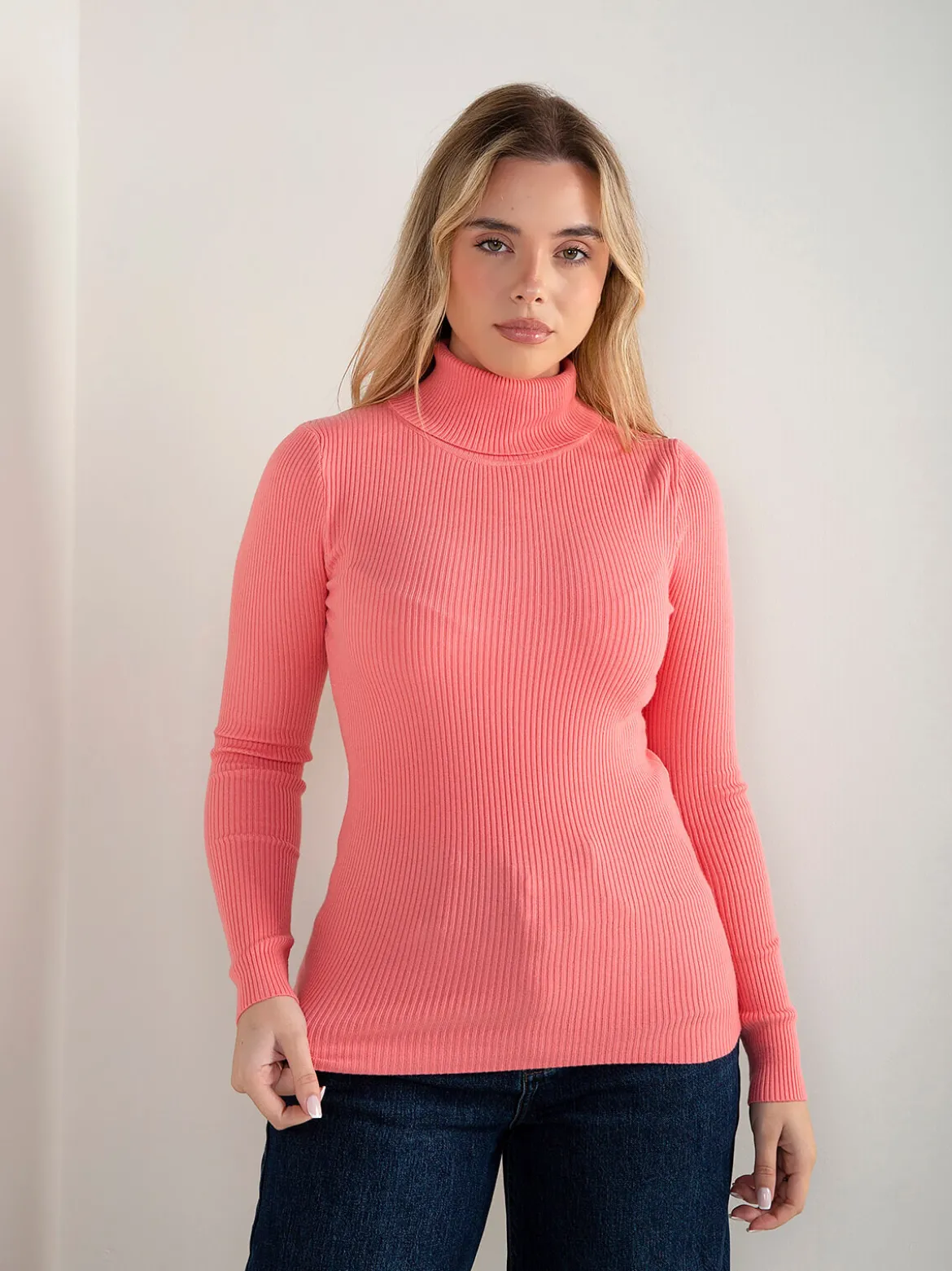 Camisola malha canelada mistura viscose