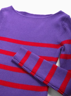 Camisola malha canelada às riscas