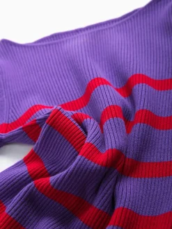 Camisola malha canelada às riscas
