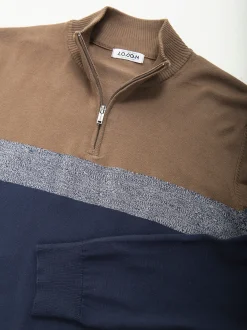 Camisola malha color block azul marinho