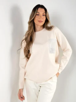 Camisola malha com bolso em brilho
