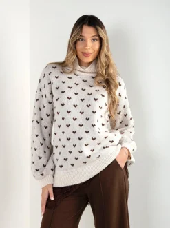Camisola malha com corações e renda