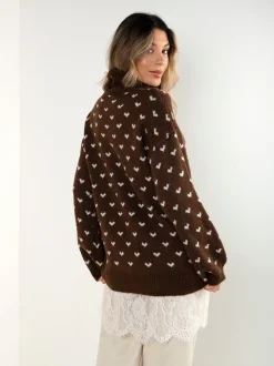 Camisola malha com corações e renda