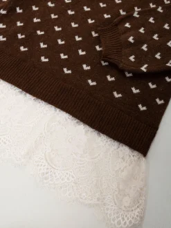 Camisola malha com corações e renda