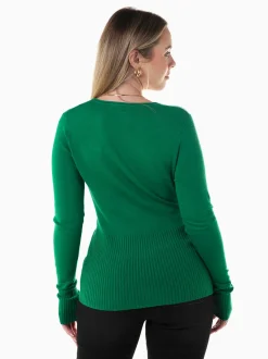 Camisola malha com decote cruzado