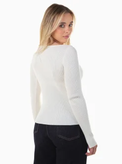 Camisola malha com detalhe dourado