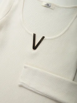 Camisola malha com detalhe dourado