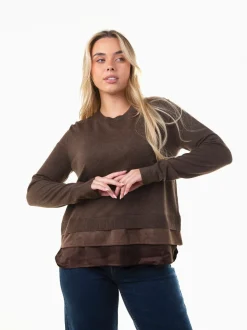 Camisola malha com efeito blusa