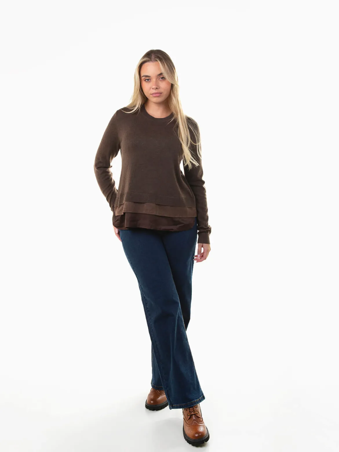 Camisola malha com efeito blusa