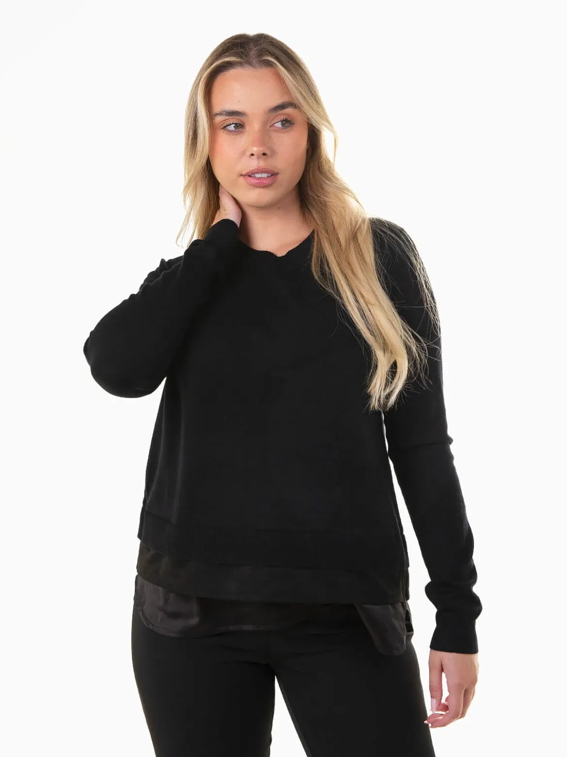 Camisola malha com efeito blusa