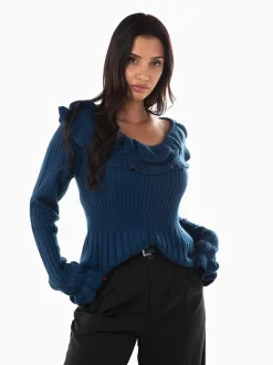 Camisola malha com folhos