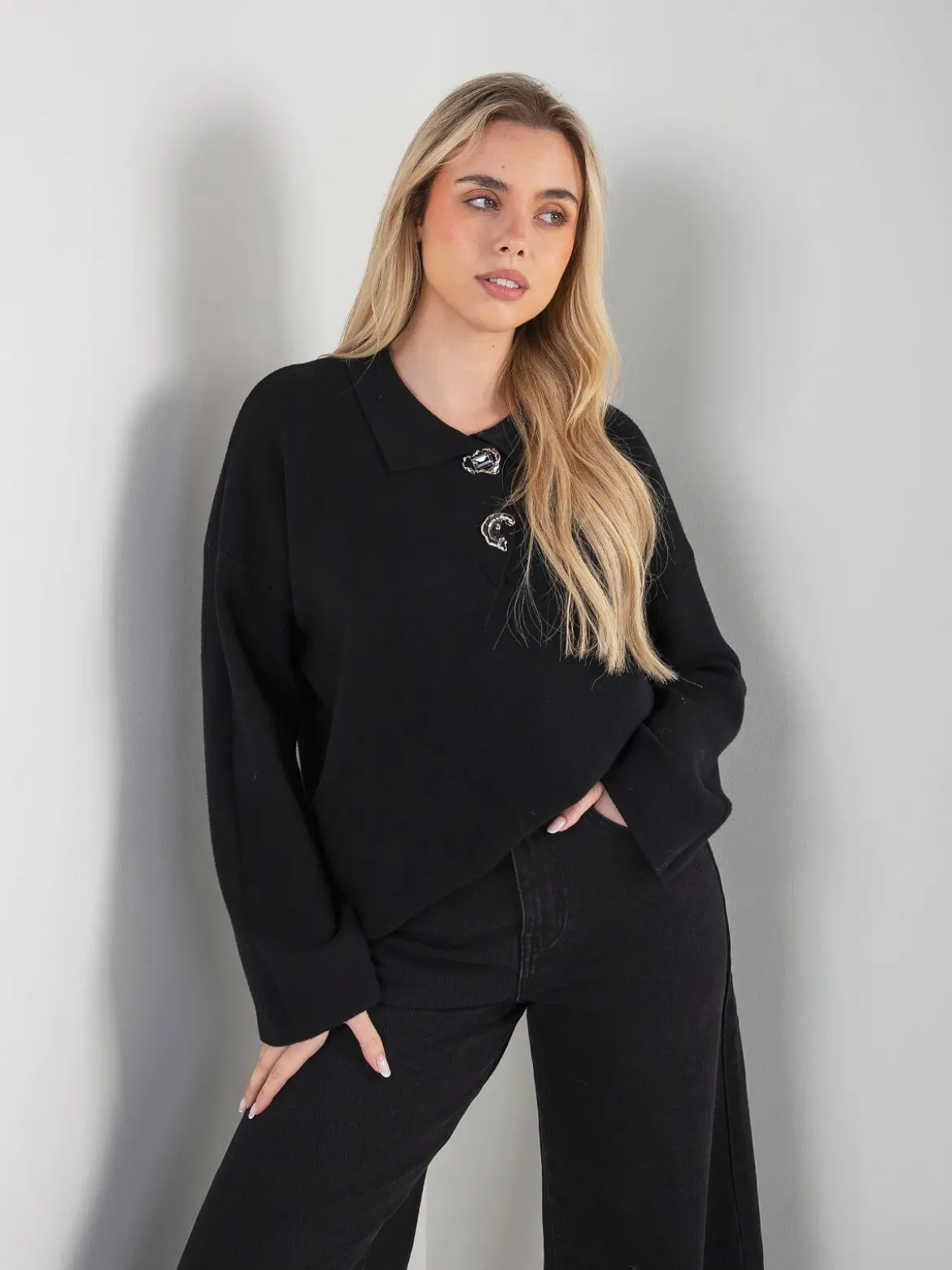 Camisola malha com gola polo