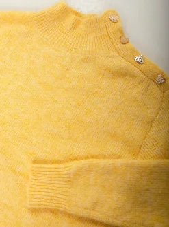 Camisola malha com gola subida e botões