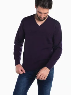 Camisola malha combinada em V