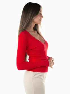 Camisola malha decote em V profundo
