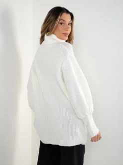 Camisola malha estruturada oversized gola alta