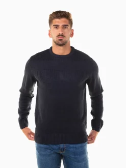 Camisola malha estruturada gola redonda