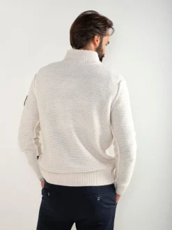 Camisola malha estruturada com fecho
