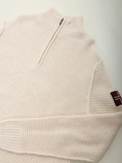 Camisola malha estruturada com fecho