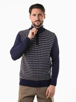 Camisola malha estruturada com fecho