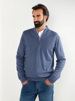 Camisola malha fina com fecho