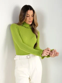 Camisola malha gola alta com folho
