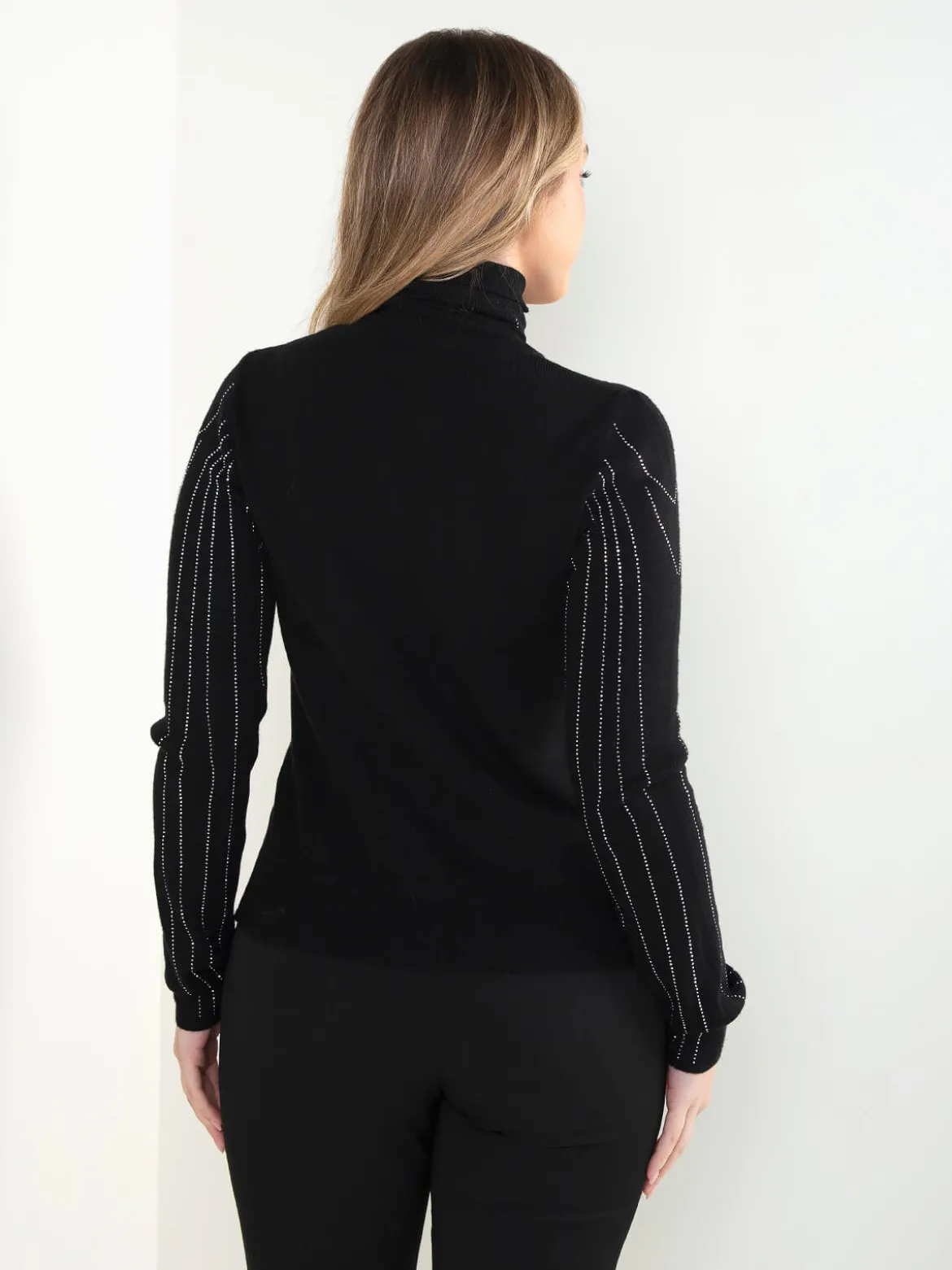 Camisola malha gola alta com strass