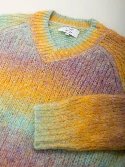 Camisola malha multicolor em V